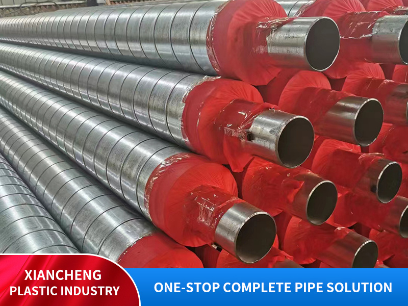 Outer iron sheet polyurethane insulated steel pipe