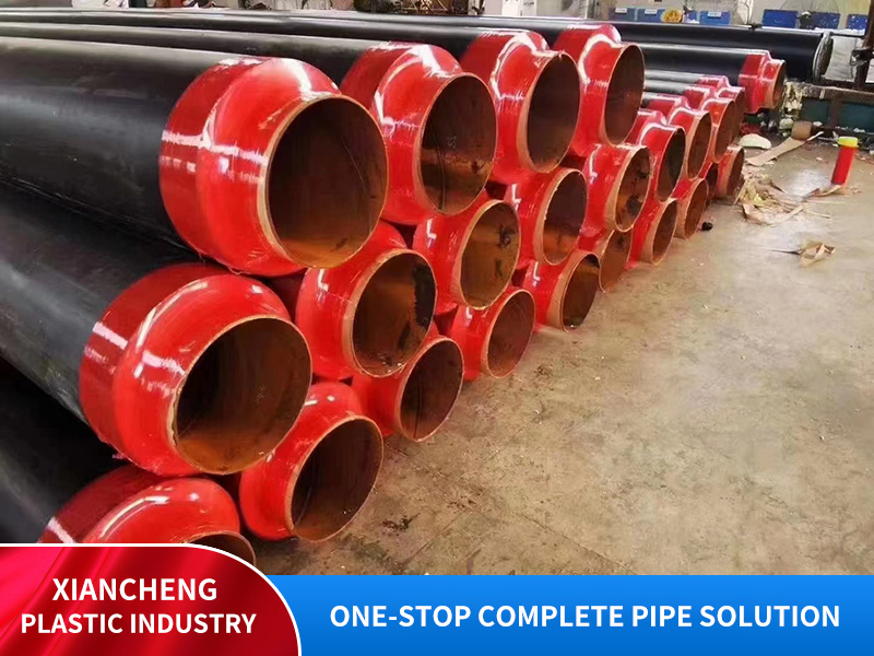 Outer polyethylene jacketed polyurethane insulated steel pipes